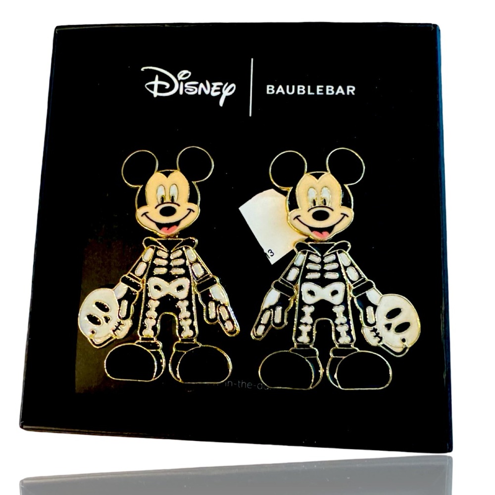 Disney x Baublebar Skeleton Mickey Mouse Earrings: Dangly Halloween